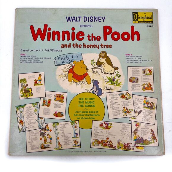 Walt Disney Winnie The Pooh And The Honey Tree Vinyl LP Record Album & Book 1965 - Picture 10 of 12